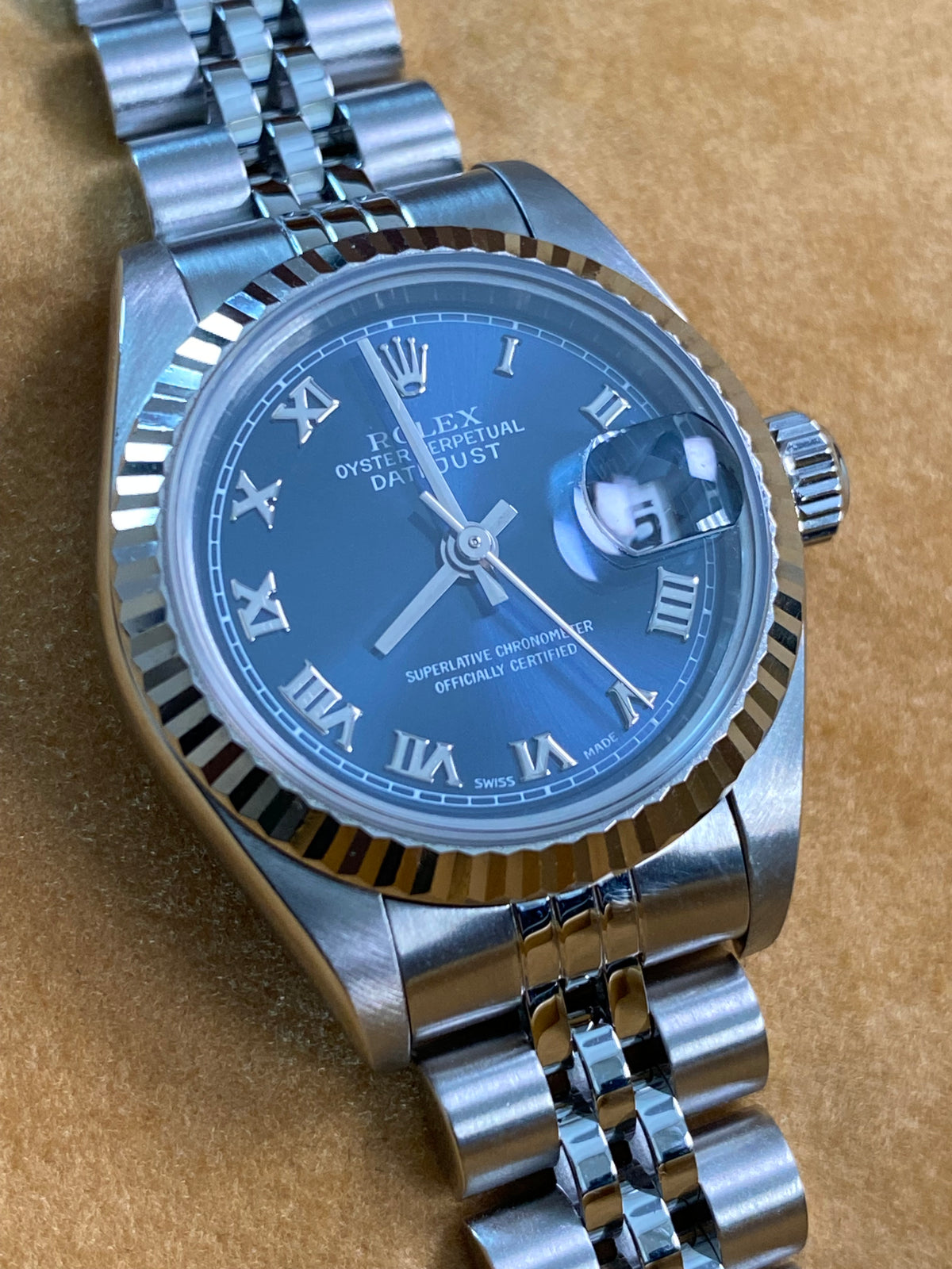 Rolex Steel Lady-Datejust - U serial- Fluted Bezel - Blue Roman Dial - Jubilee Bracelet - 69174