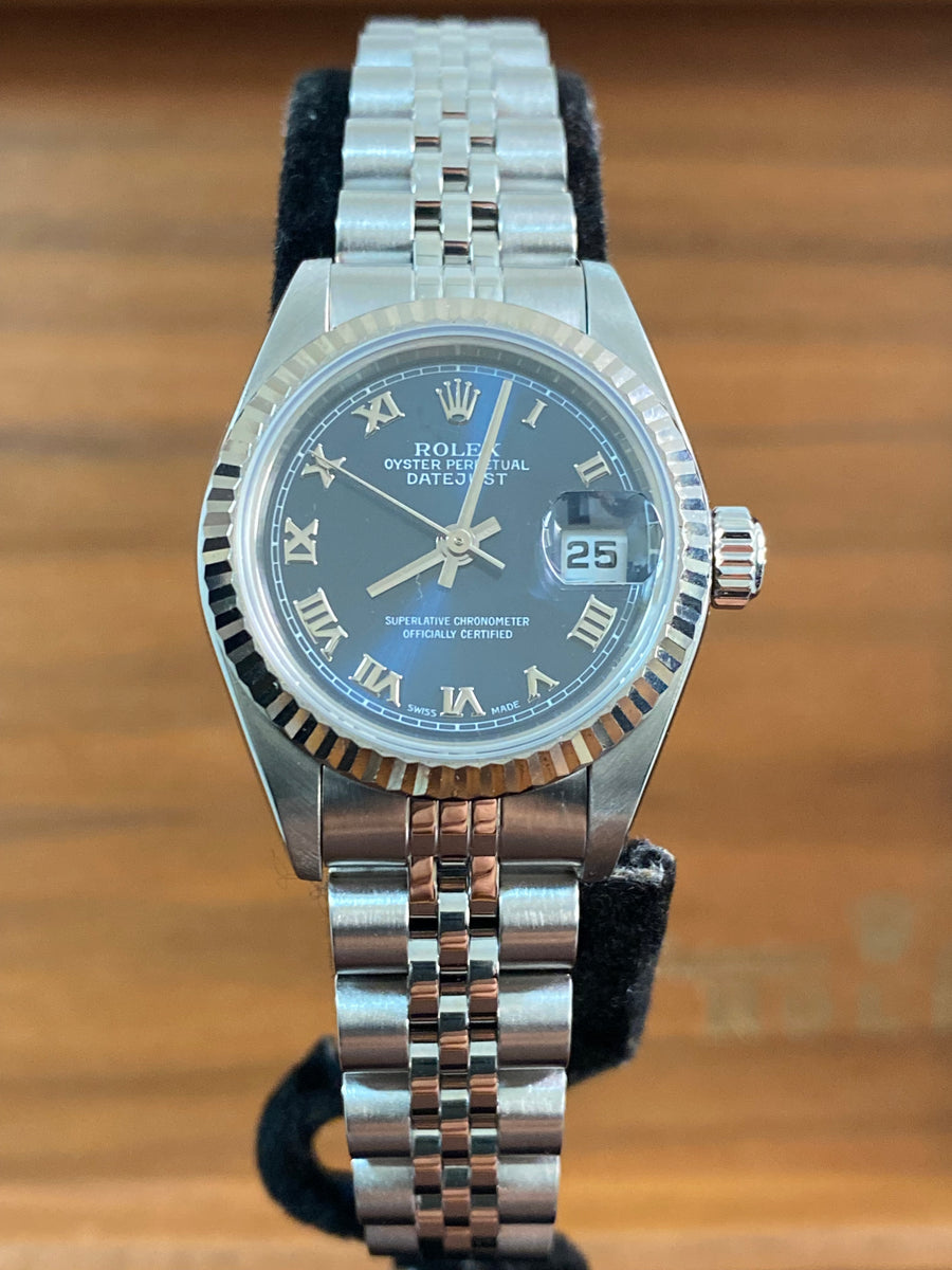 Rolex Steel Lady-Datejust - U serial- Fluted Bezel - Blue Roman Dial - Jubilee Bracelet - 69174