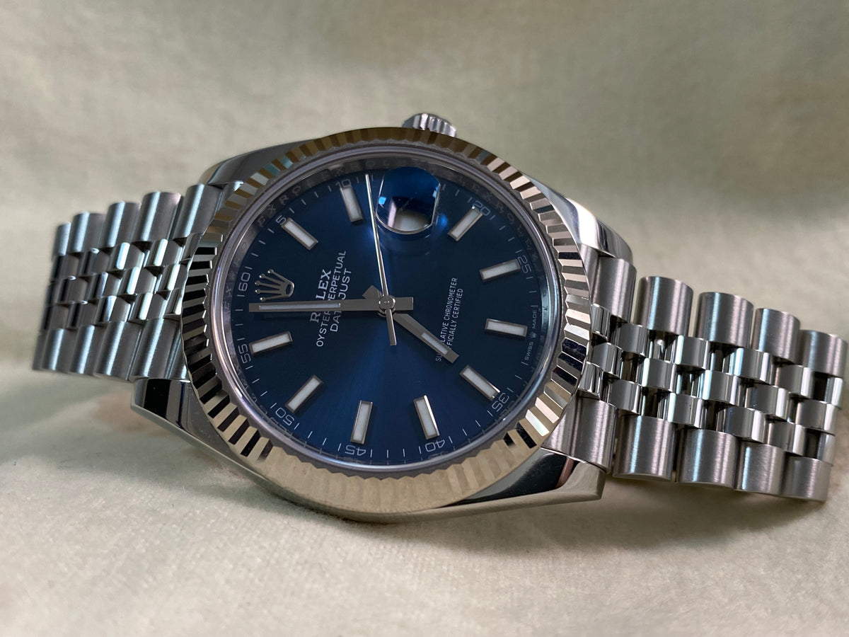 Rolex Steel Datejust 41 - 2021 - Fluted Bezel - Blue Index Dial - Jubilee Bracelet - 126334 *FULL SET*