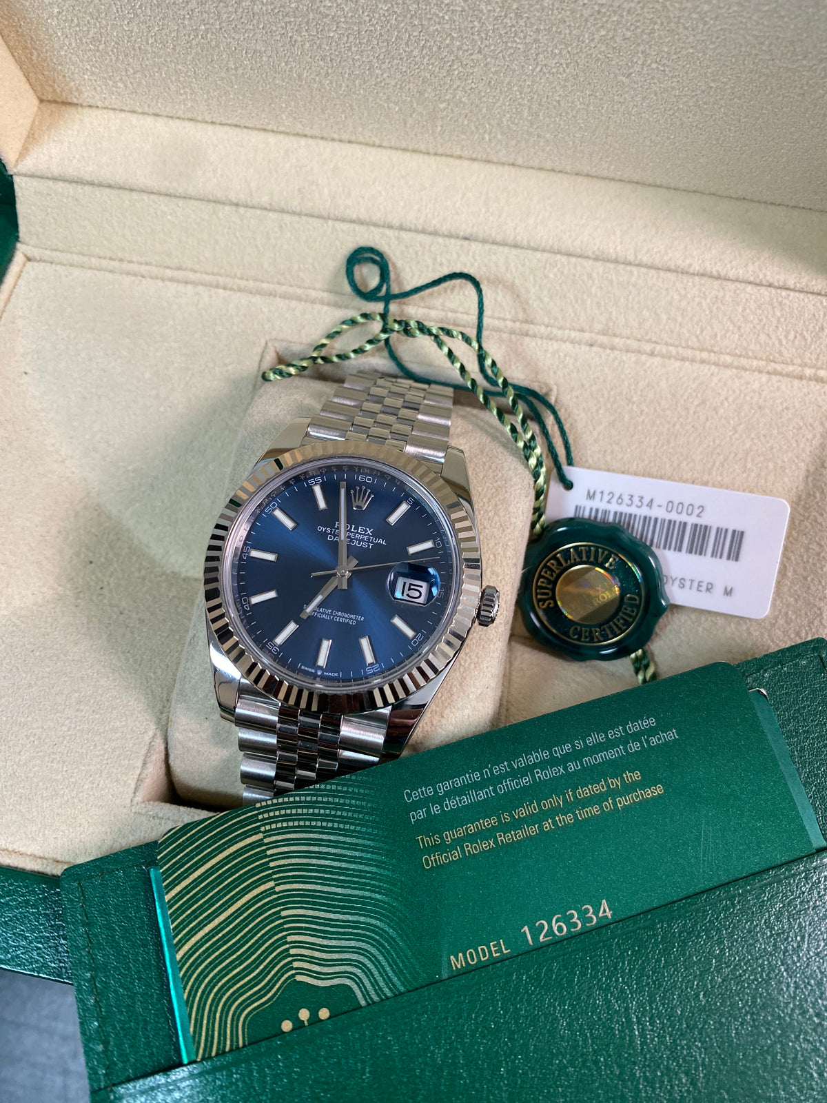 Rolex Steel Datejust 41 - 2021 - Fluted Bezel - Blue Index Dial - Jubilee Bracelet - 126334 *FULL SET*