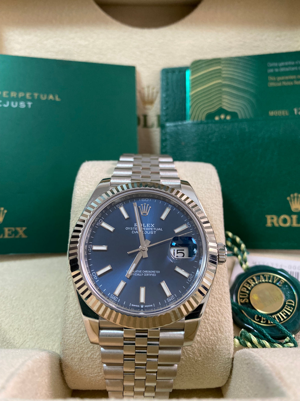 Rolex Steel Datejust 41 - 2021 - Fluted Bezel - Blue Index Dial - Jubilee Bracelet - 126334 *FULL SET*