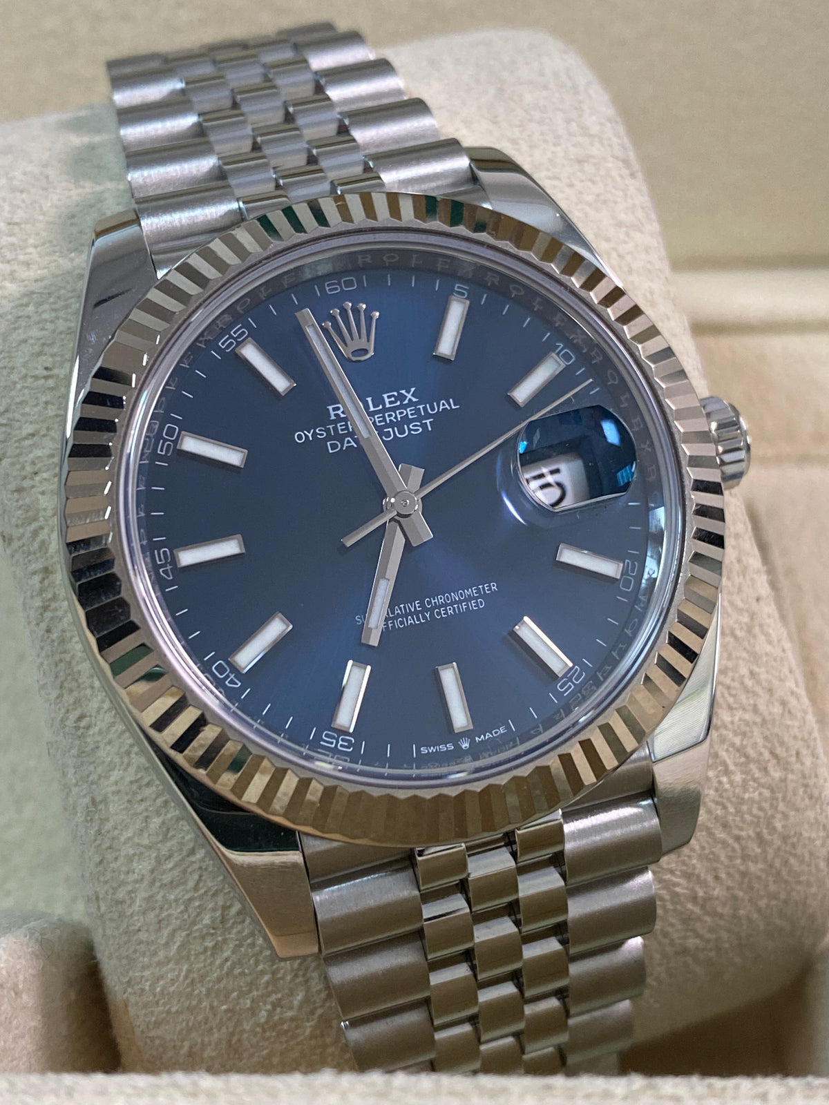 Rolex Steel Datejust 41 - 2021 - Fluted Bezel - Blue Index Dial - Jubilee Bracelet - 126334 *FULL SET*