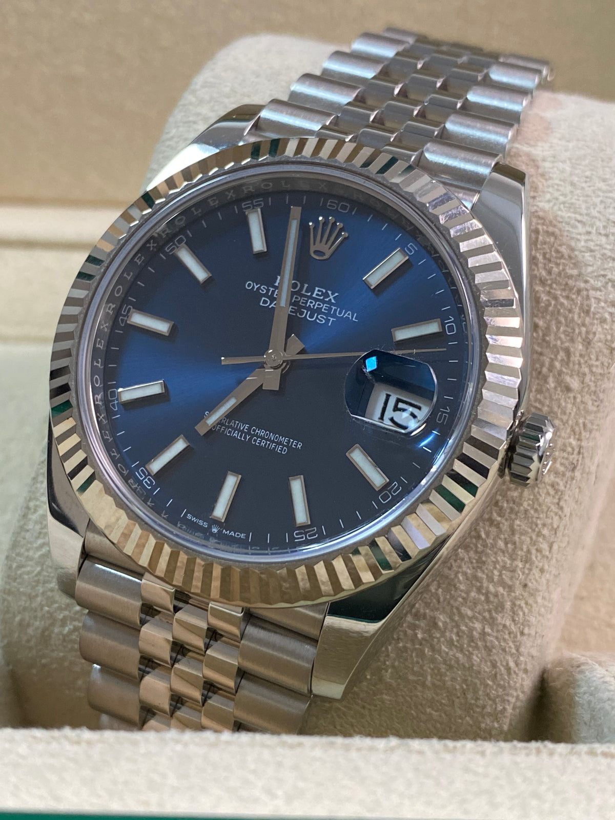 Rolex Steel Datejust 41 - 2021 - Fluted Bezel - Blue Index Dial - Jubilee Bracelet - 126334 *FULL SET*