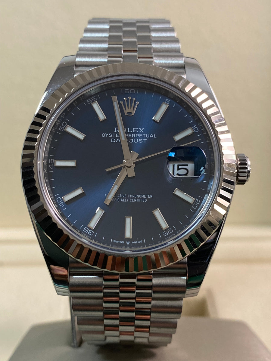 Rolex Steel Datejust 41 - 2021 - Fluted Bezel - Blue Index Dial - Jubilee Bracelet - 126334 *FULL SET*