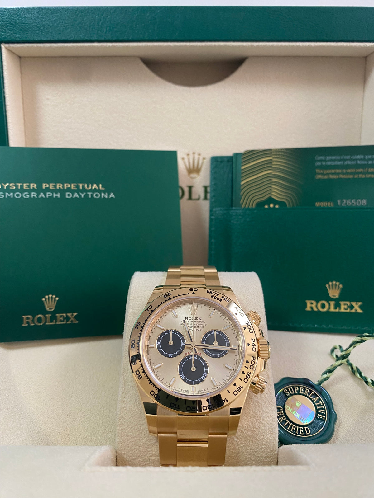 Rolex Yellow Gold Cosmograph Daytona - 2024 - "YML" Golden Panda Dial - 126508 *FULL SET*