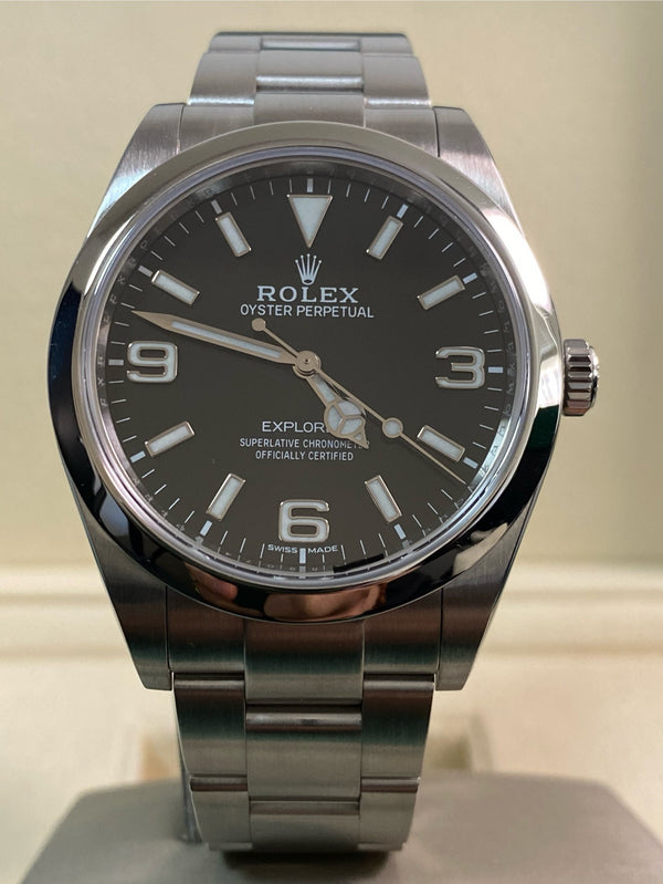 Rolex Oyster Perpetual Explorer - Black Dial - Smooth Bezel - 214270