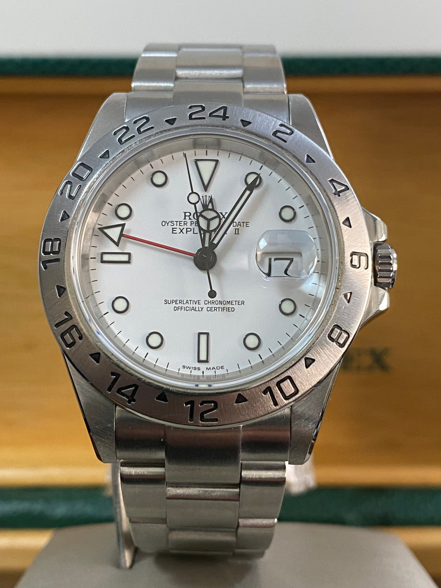 Rolex Steel Oyster Perpetual Explorer II - Z serial - "Polar" White Dial - 16570 *COMPLETE SET*