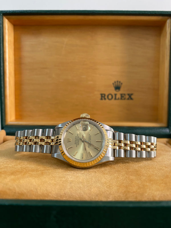 Rolex Steel & Yellow Gold Lady-Datejust - 1986 - Fluted Bezel - Champagne Index Dial - Jubilee Bracelet - 69173