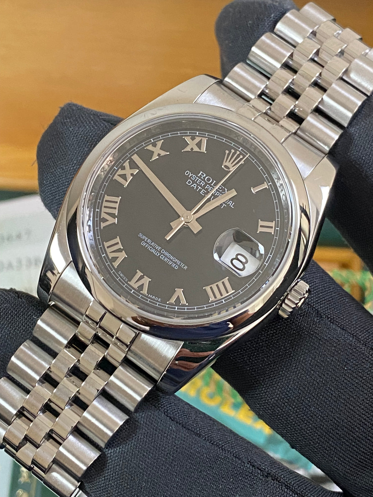 Rolex Steel Datejust 36 - Z serial - Smooth Bezel - Black Roman Dial - Jubilee Bracelet - 116200 *FULL SET*