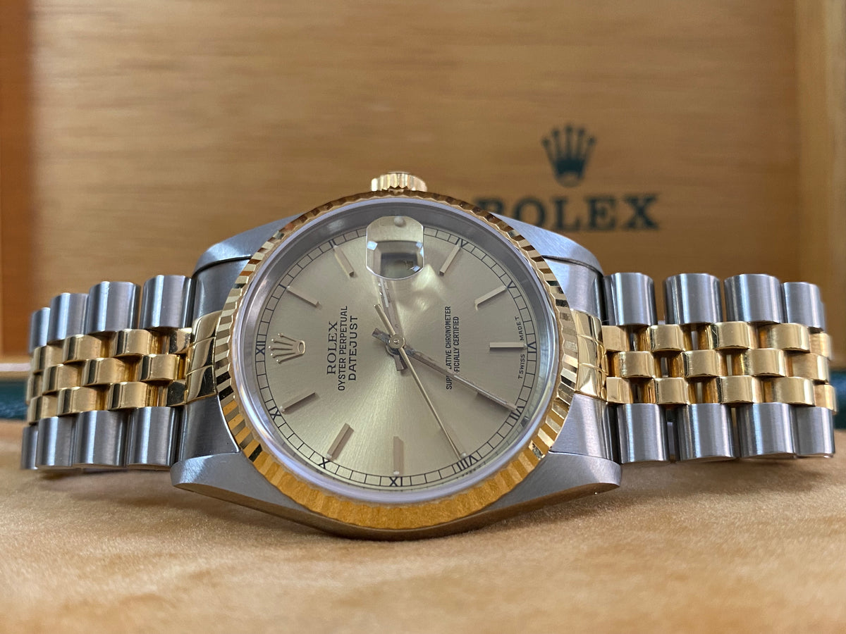 Rolex Steel and Yellow Gold Datejust 36 - Fluted Bezel - Champagne Index Dial - Jubilee Bracelet - 16233