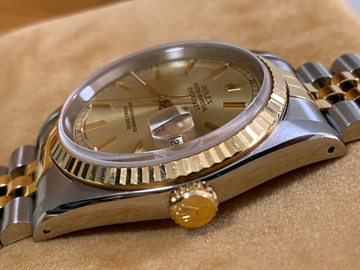 Rolex Steel and Yellow Gold Datejust 36 - Fluted Bezel - Champagne Index Dial - Jubilee Bracelet - 16233