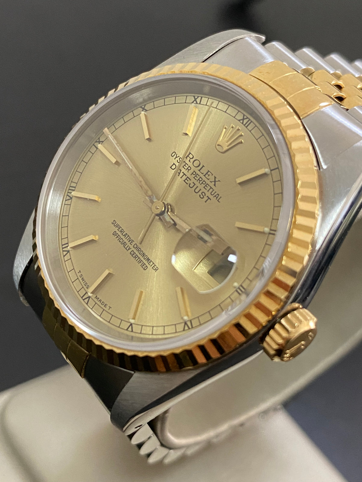 Rolex Steel and Yellow Gold Datejust 36 - Fluted Bezel - Champagne Index Dial - Jubilee Bracelet - 16233