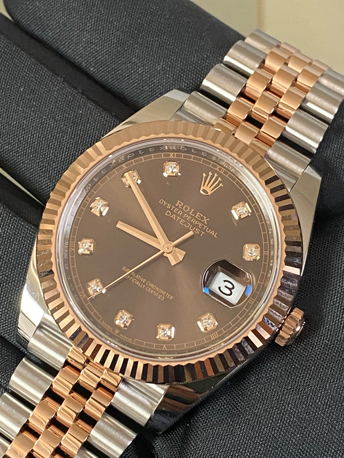 Rolex Steel and Everose Gold Datejust 41 - 2022 - Fluted Bezel - Chocolate Diamond Dial - Jubilee Bracelet - 126331