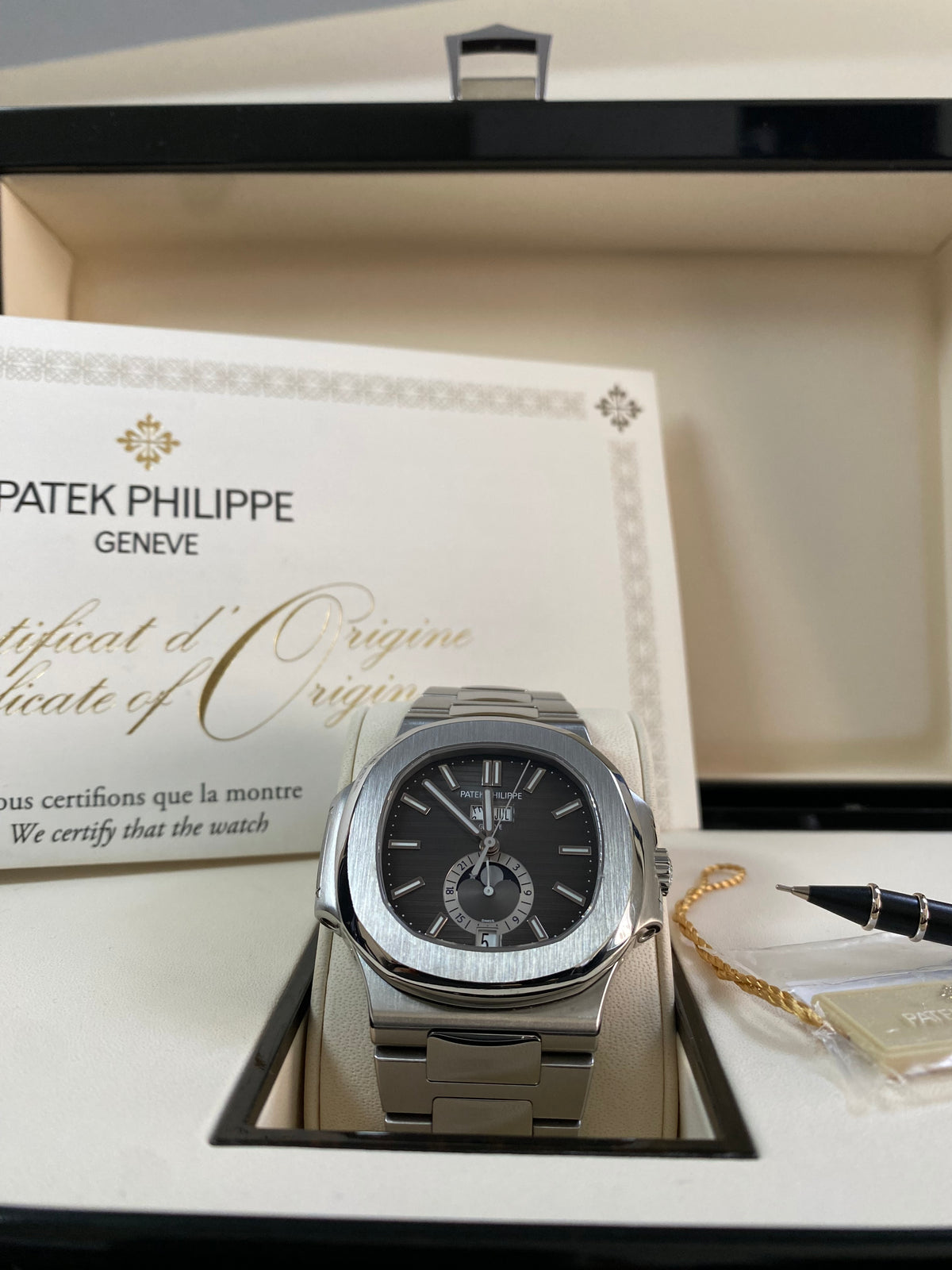 Patek Philippe Nautilus - 2017 - Grey/Black Dial - Stainless Steel - 5726/1A-001 *FULL SET*