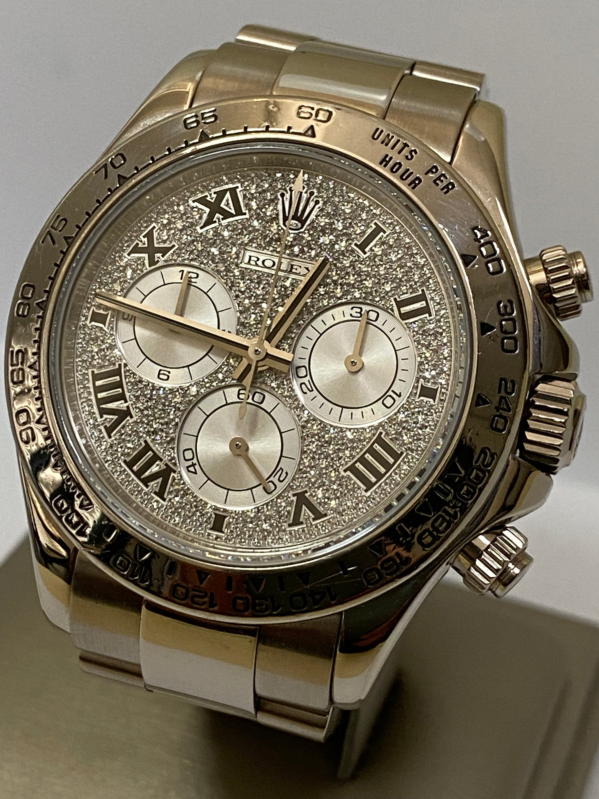 Rolex White Gold Cosmograph Daytona - 2008 - Pave Diamond Roman Dial - 2008 - 116509