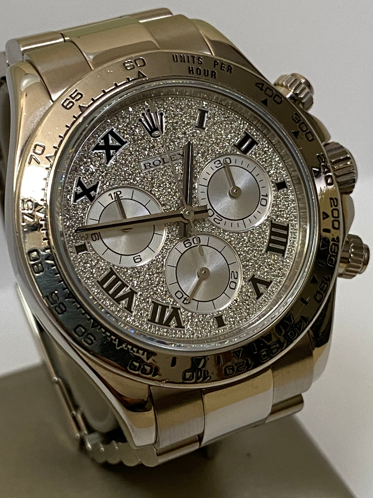 Rolex White Gold Cosmograph Daytona - 2008 - Pave Diamond Roman Dial - 2008 - 116509