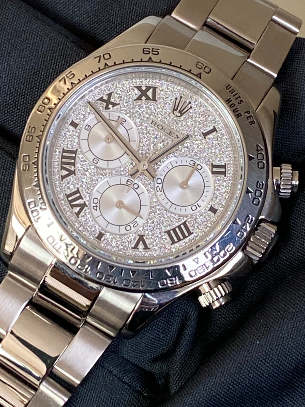 Rolex White Gold Cosmograph Daytona - 2008 - Pave Diamond Roman Dial - 2008 - 116509