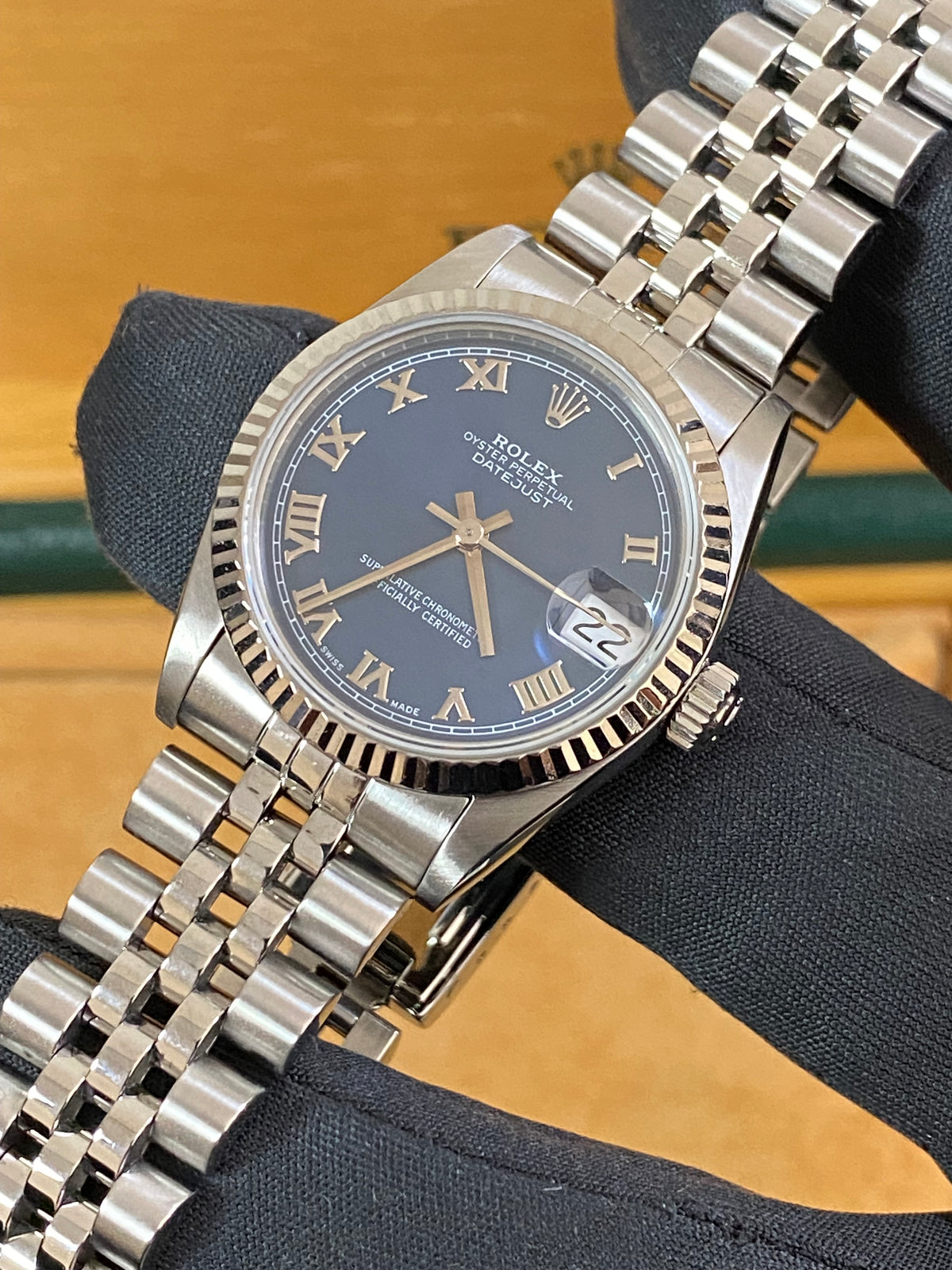 Rolex Steel Datejust 31 - T serial - Fluted Bezel - Blue Roman Dial - Jubilee Bracelet - 68274 *FULL SET*