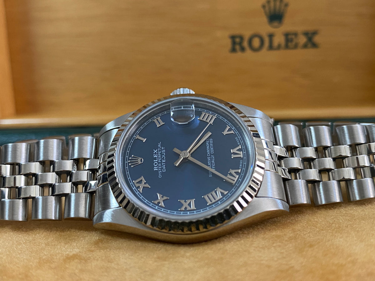 Rolex Steel Datejust 31 - T serial - Fluted Bezel - Blue Roman Dial - Jubilee Bracelet - 68274 *FULL SET*