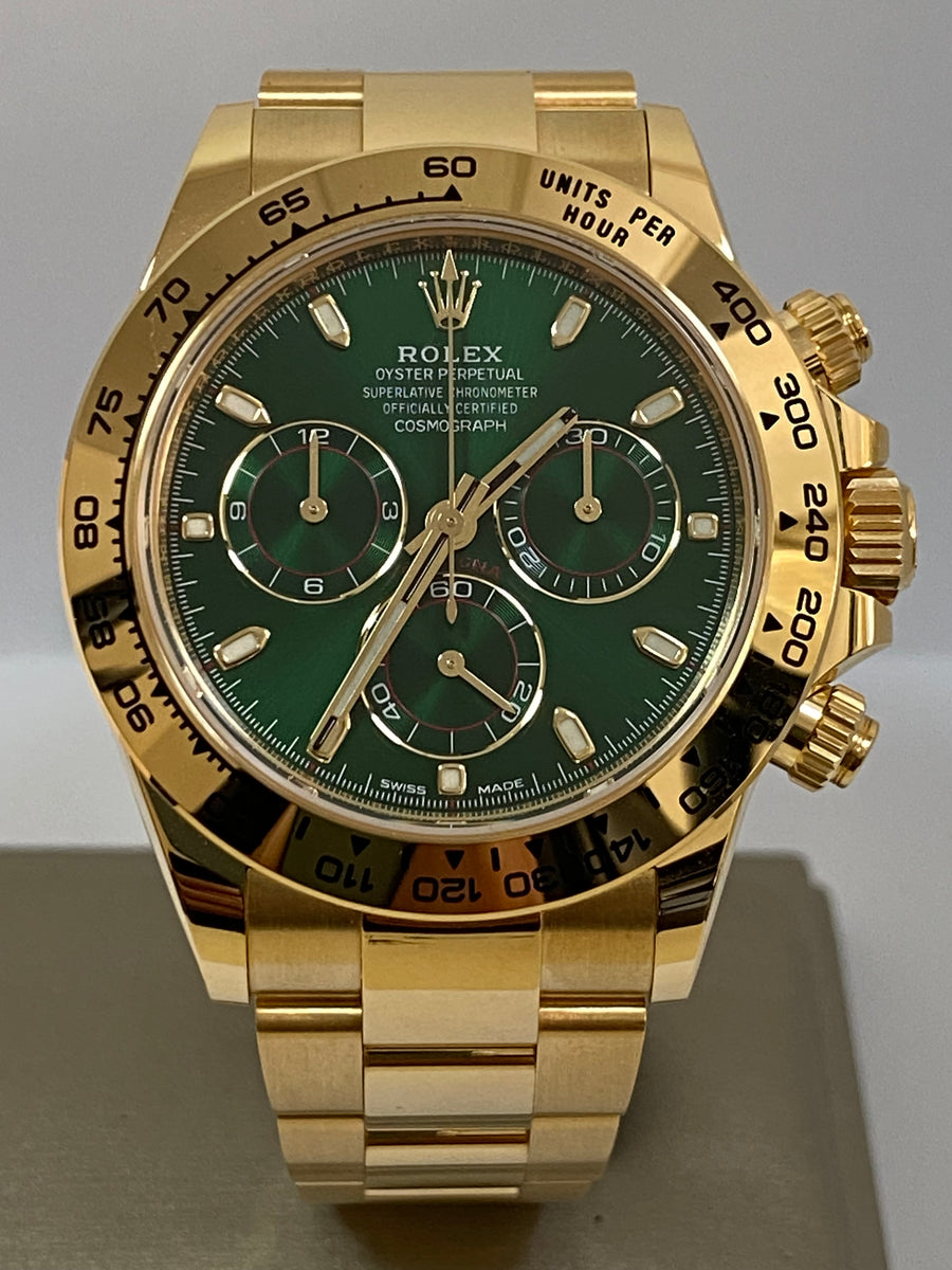 Rolex Yellow Gold Cosmograph Daytona -  2023 - "John Meyer" Green Dial - 116508