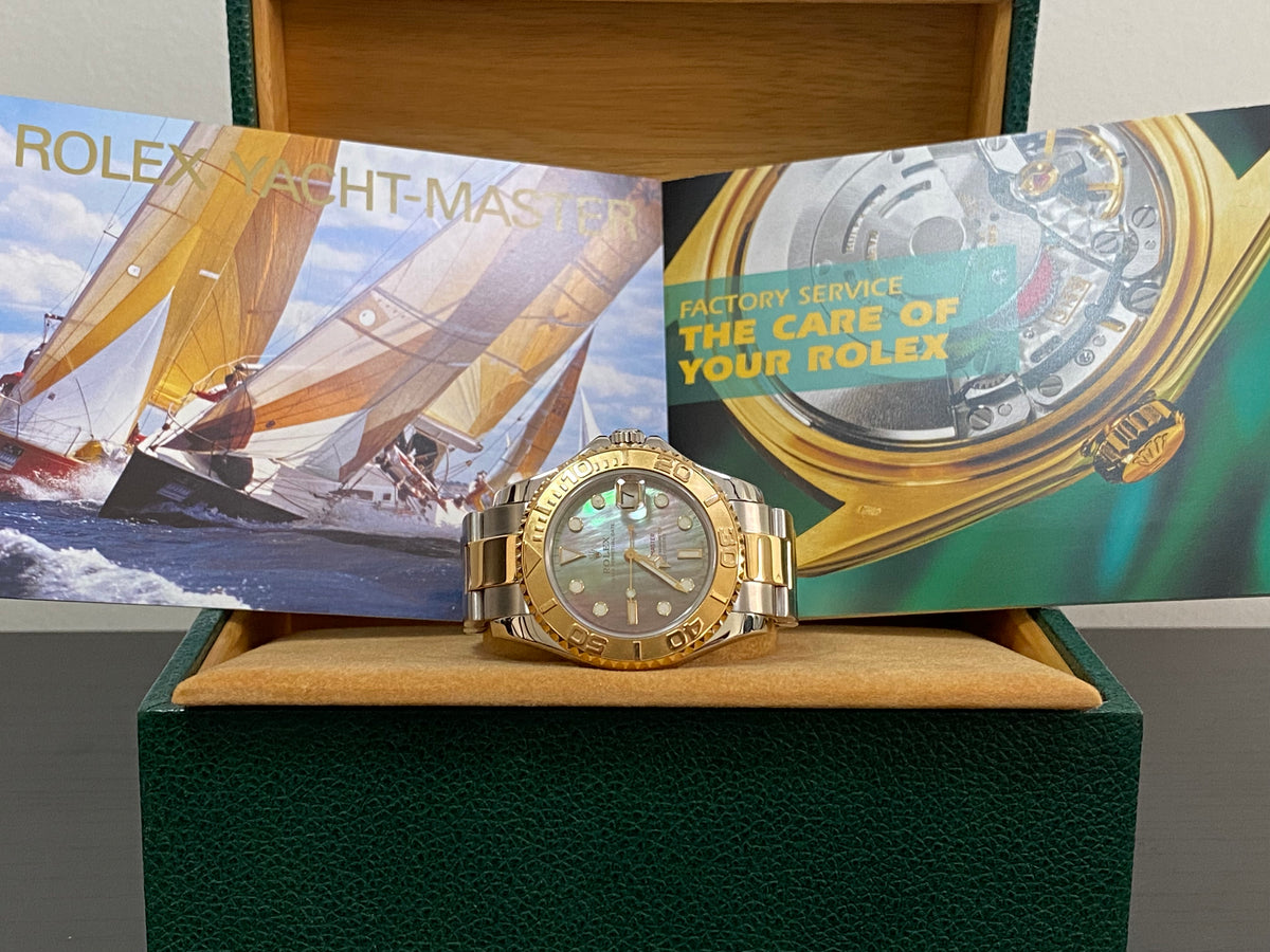 Rolex Steel and Yellow Gold Yacht-Master 35 - Factory Tahitian Mother of Pearl Dial - 68623