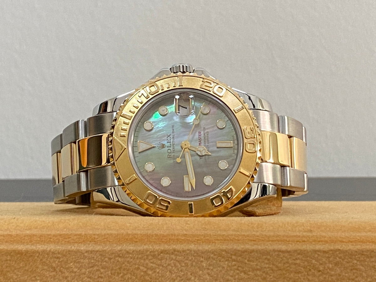 Rolex Steel and Yellow Gold Yacht-Master 35 - Factory Tahitian Mother of Pearl Dial - 68623