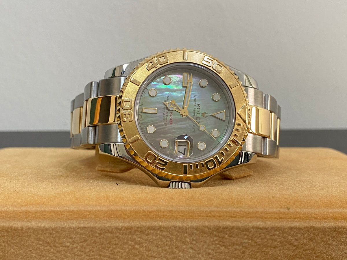 Rolex Steel and Yellow Gold Yacht-Master 35 - Factory Tahitian Mother of Pearl Dial - 68623