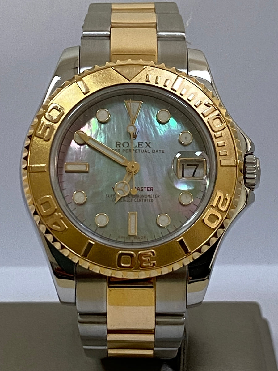 Rolex Yacht-Master 35 168628 White Mother of Pearl Diamond Dial