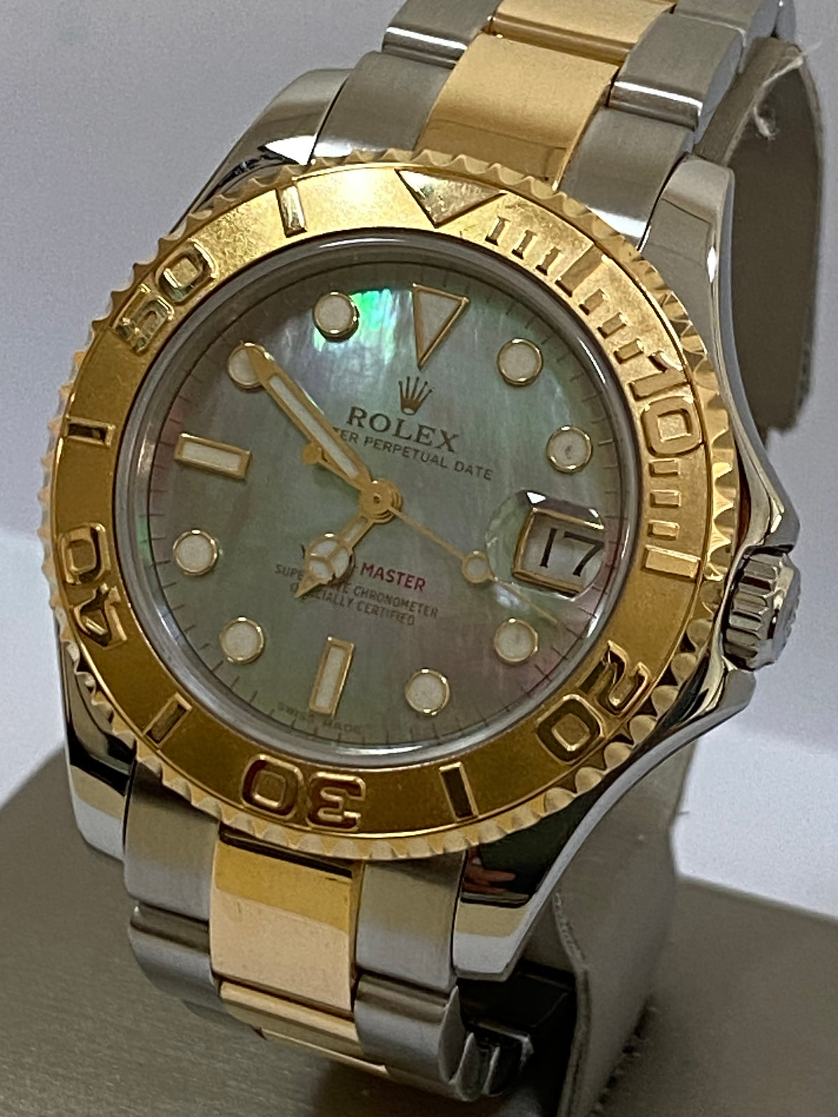 Rolex Steel and Yellow Gold Yacht-Master 35 - Factory Tahitian Mother of Pearl Dial - 68623