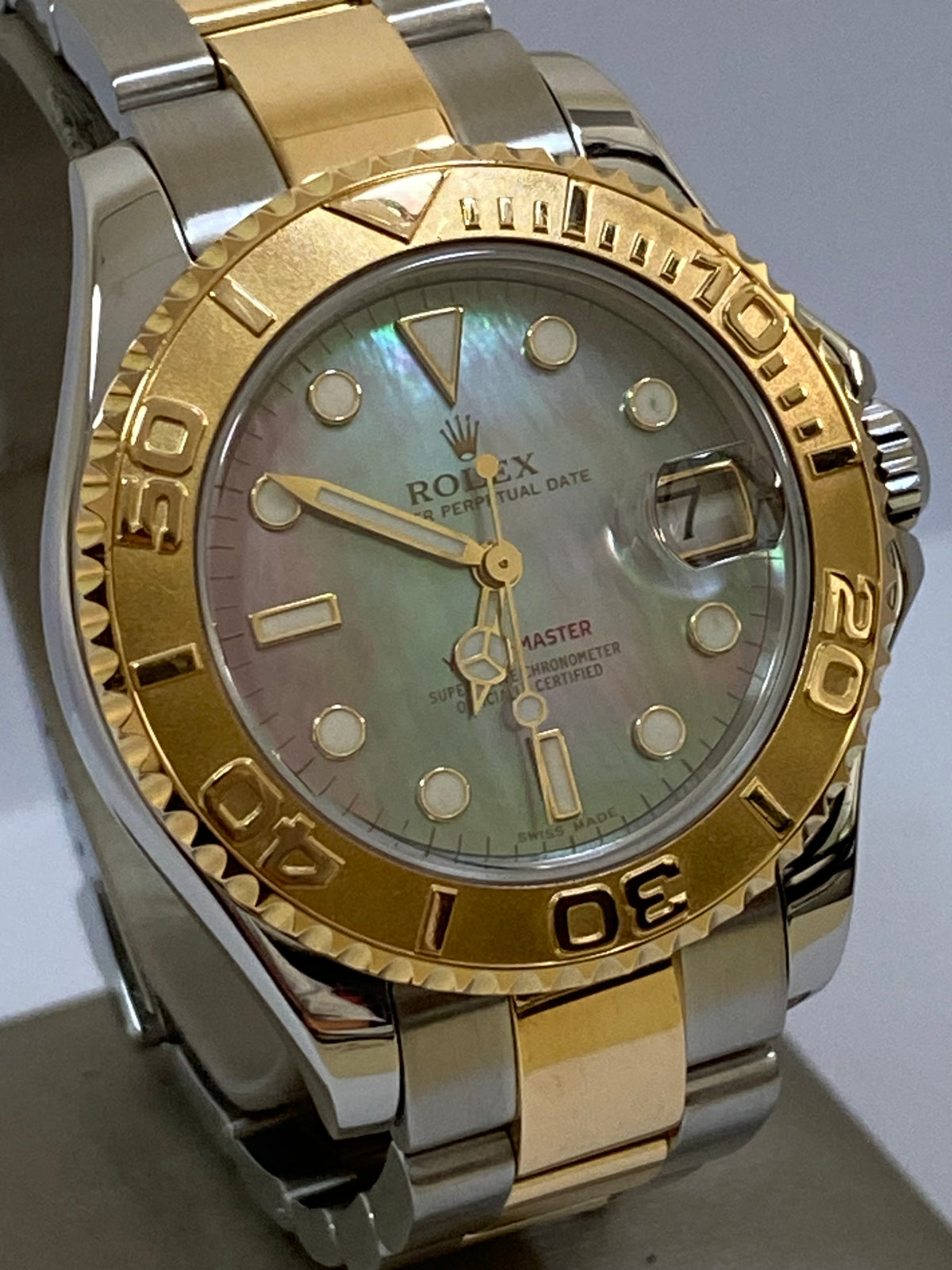 Rolex Steel and Yellow Gold Yacht-Master 35 - Factory Tahitian Mother of Pearl Dial - 68623