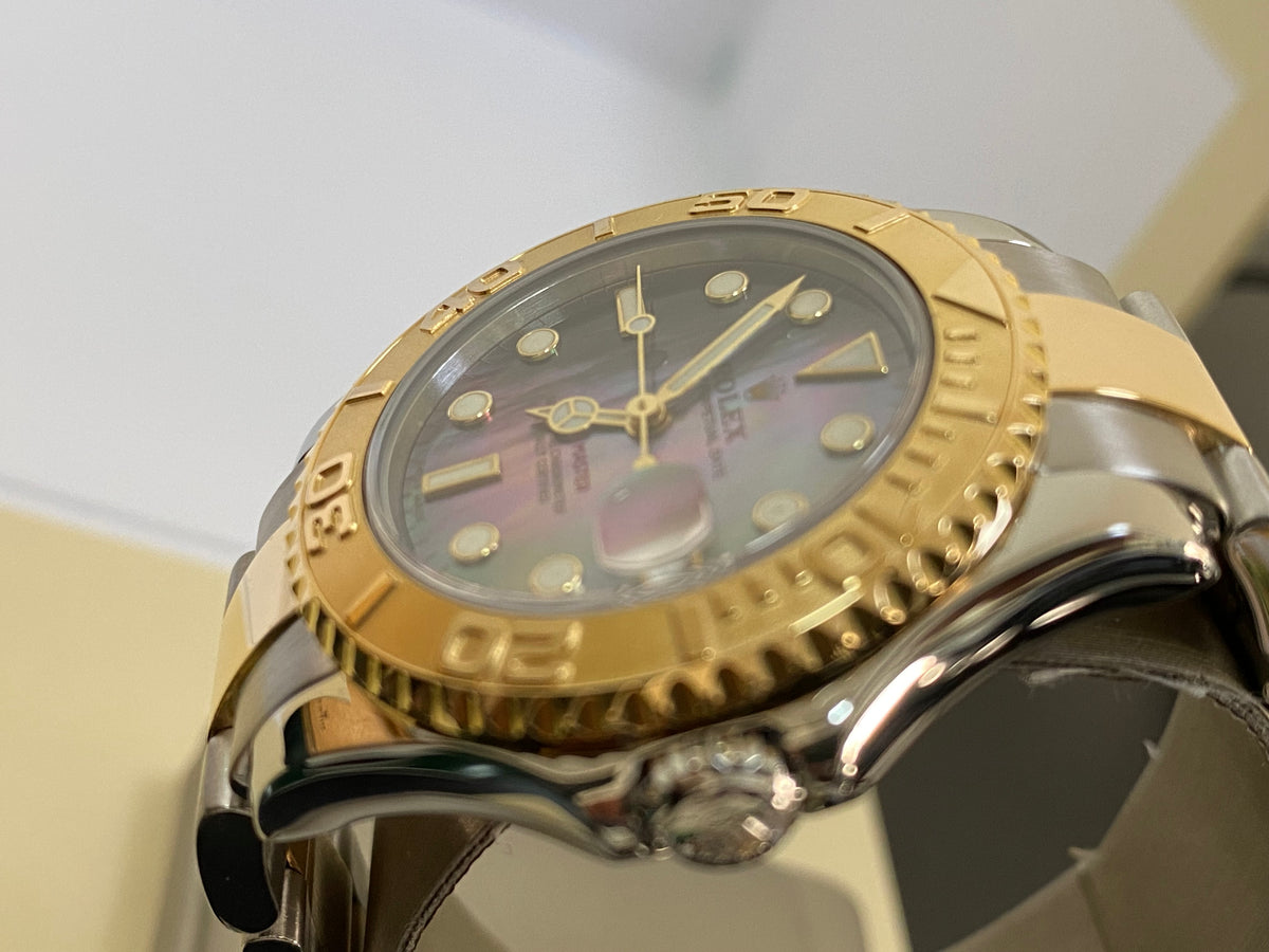 Rolex Steel and Yellow Gold Yacht-Master 35 - Factory Tahitian Mother of Pearl Dial - 68623