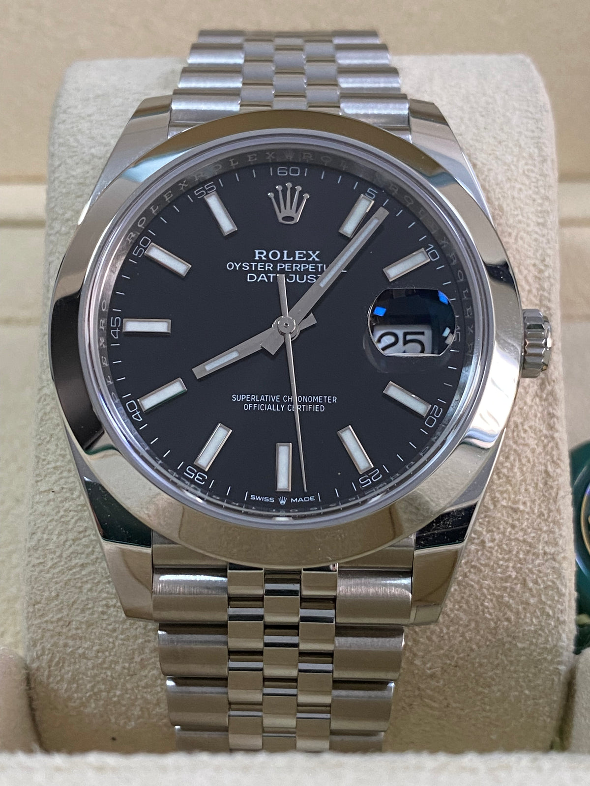 Rolex Steel Datejust 41 - Smooth Bezel - Black Index Dial - Jubilee Bracelet - 126300 *FULL SET*