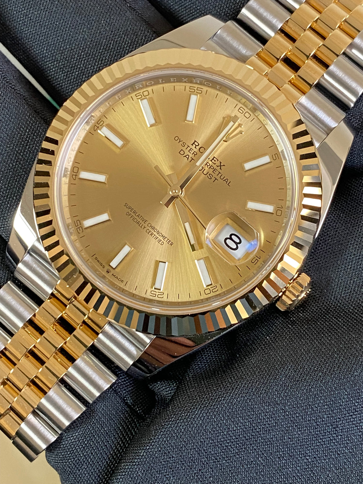 Rolex Steel and Yellow Gold Datejust 41 - 2023 - Fluted Bezel - Champagne Index Dial - Jubilee Bracelet - 126333