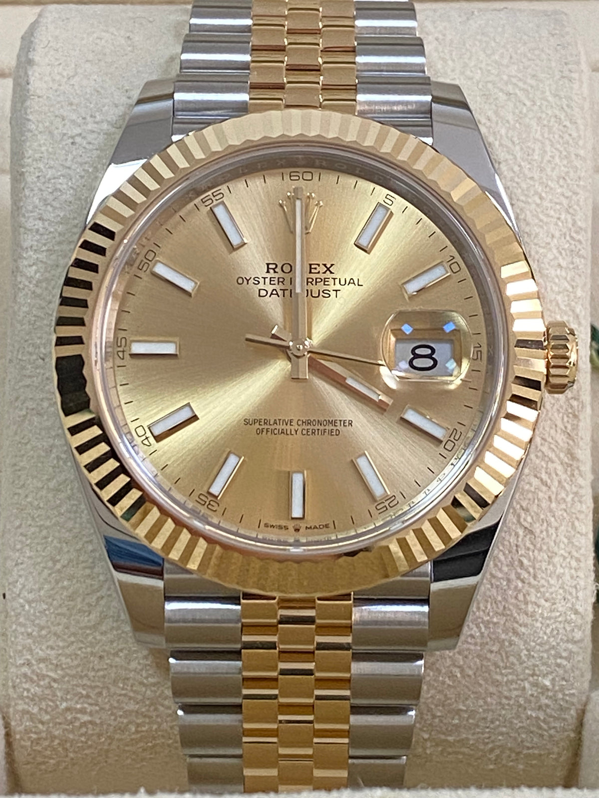 Rolex Steel and Yellow Gold Datejust 41 - 2023 - Fluted Bezel - Champagne Index Dial - Jubilee Bracelet - 126333