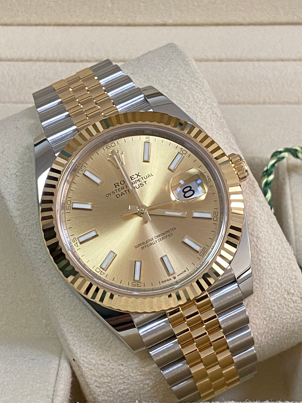 Rolex Steel and Yellow Gold Datejust 41 - 2023 - Fluted Bezel - Champagne Index Dial - Jubilee Bracelet - 126333