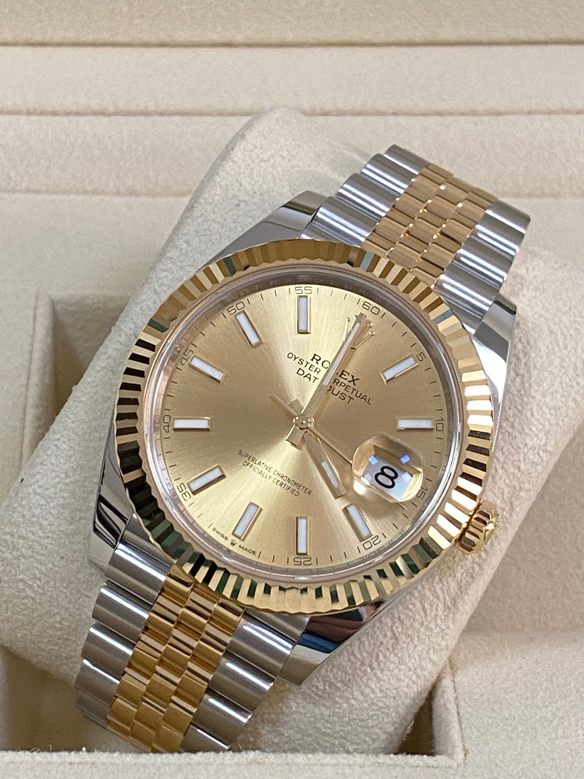 Rolex Steel and Yellow Gold Datejust 41 - 2023 - Fluted Bezel - Champagne Index Dial - Jubilee Bracelet - 126333