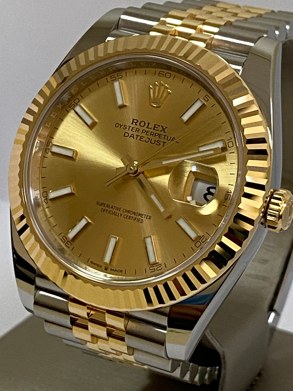 Rolex Steel and Yellow Gold Datejust 41 - 2023 - Fluted Bezel - Champagne Index Dial - Jubilee Bracelet - 126333