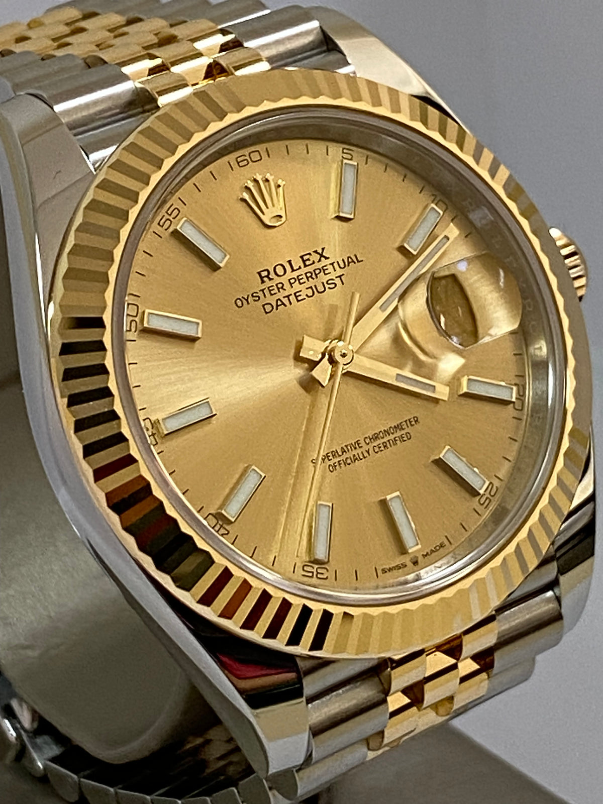 Rolex Steel and Yellow Gold Datejust 41 - 2023 - Fluted Bezel - Champagne Index Dial - Jubilee Bracelet - 126333