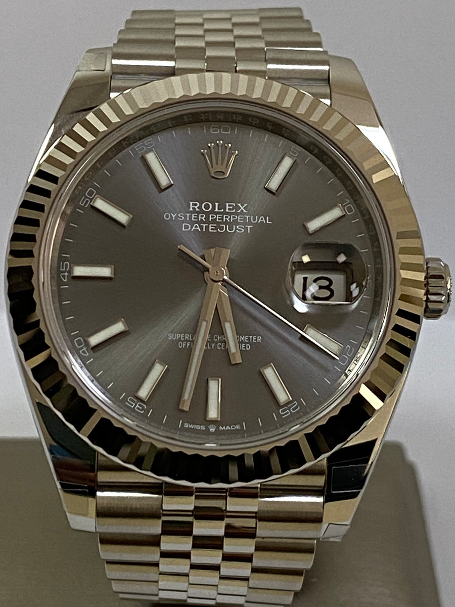 Rolex Steel and White Gold Datejust 41 - 2023 - Fluted Bezel - Rhodium Index Dial - Jubilee Bracelet - 126334