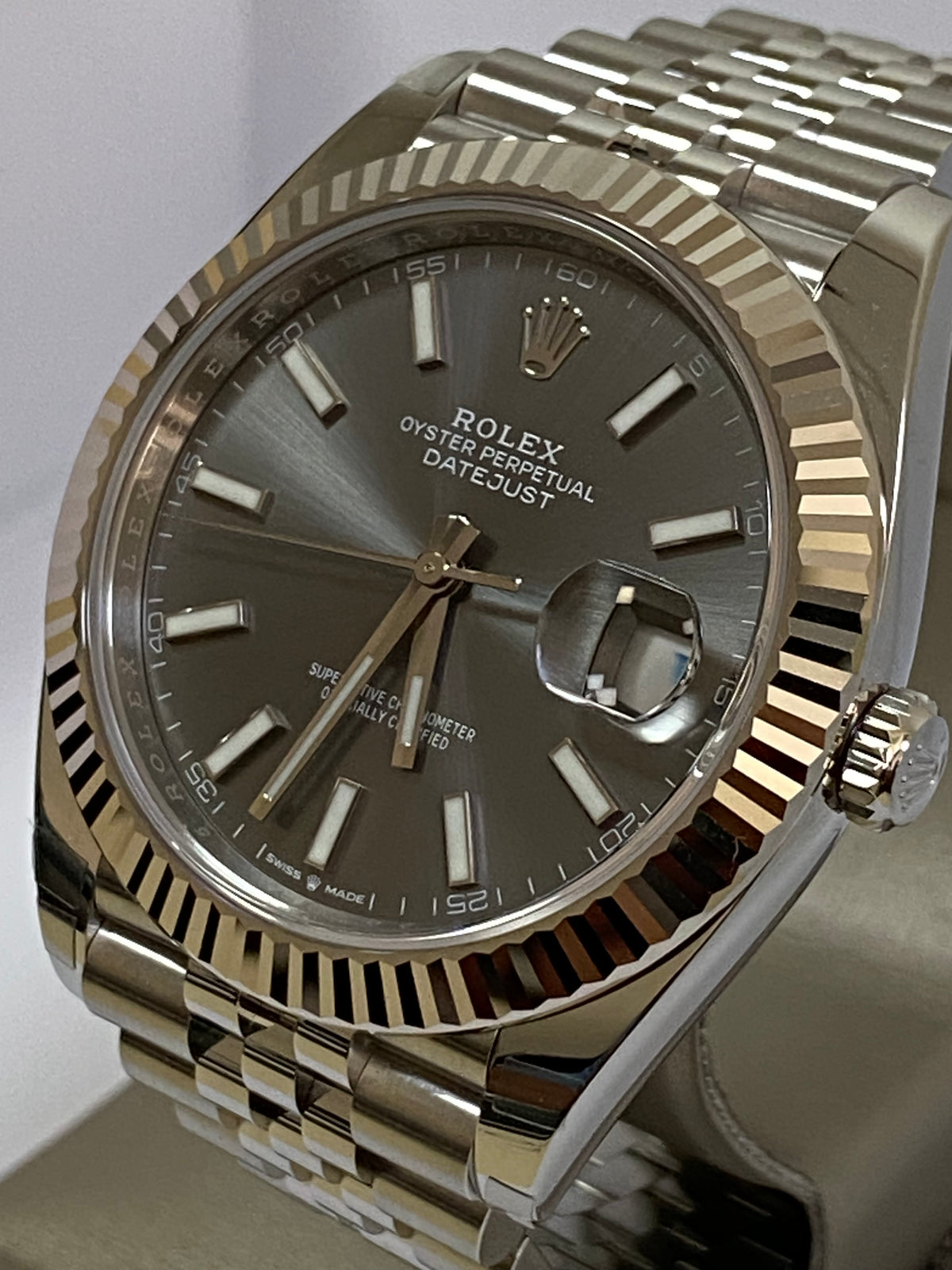 Rolex Steel and White Gold Datejust 41 - 2023 - Fluted Bezel - Rhodium Index Dial - Jubilee Bracelet - 126334