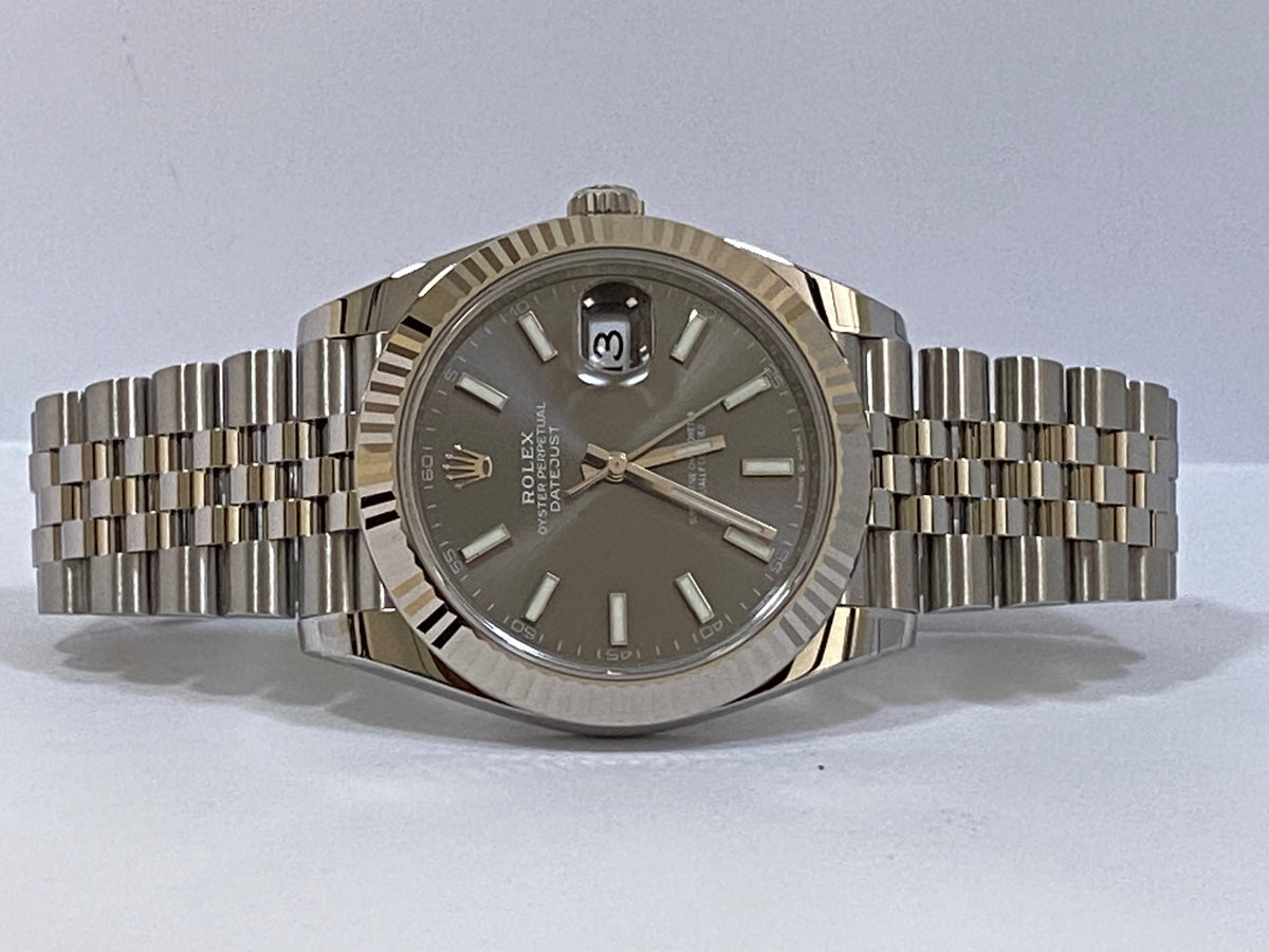 Rolex Steel and White Gold Datejust 41 - 2023 - Fluted Bezel - Rhodium Index Dial - Jubilee Bracelet - 126334