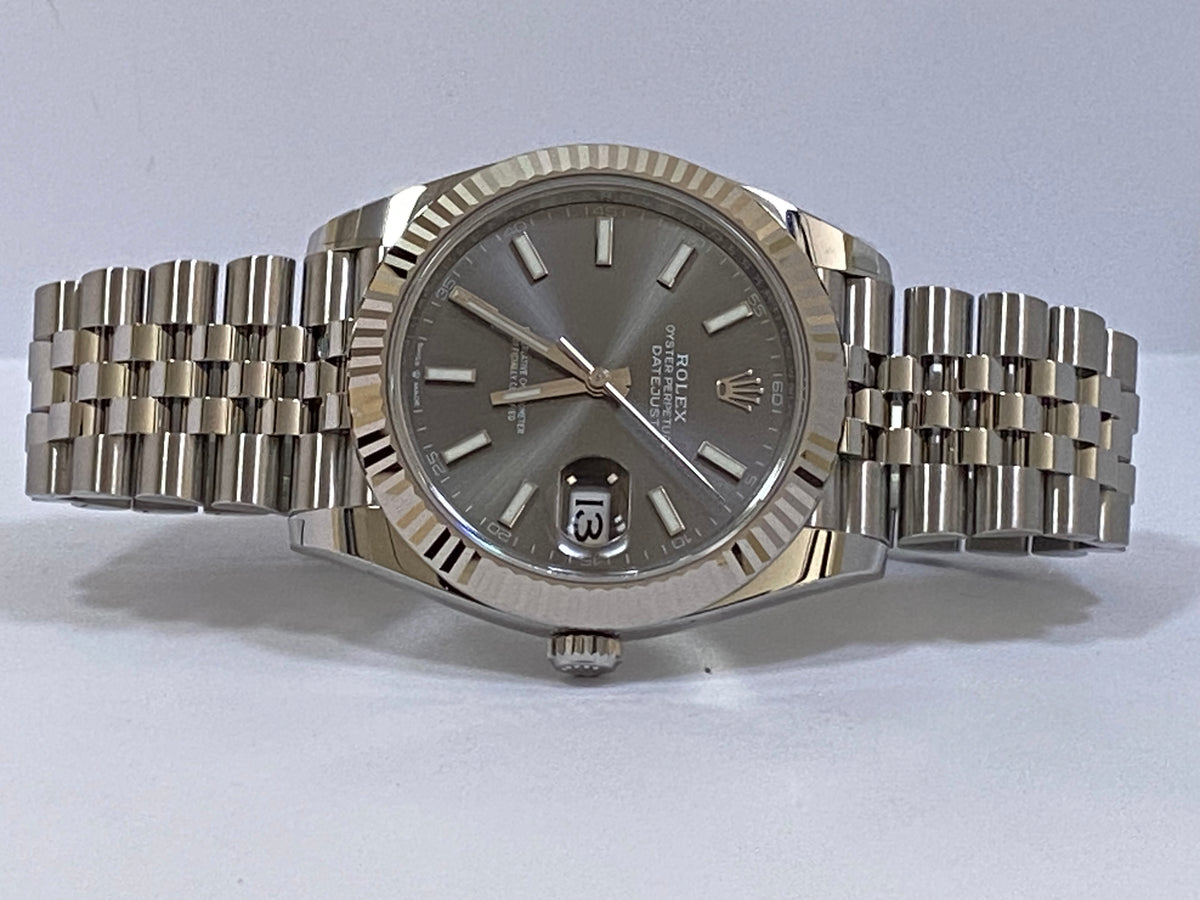 Rolex Steel and White Gold Datejust 41 - 2023 - Fluted Bezel - Rhodium Index Dial - Jubilee Bracelet - 126334