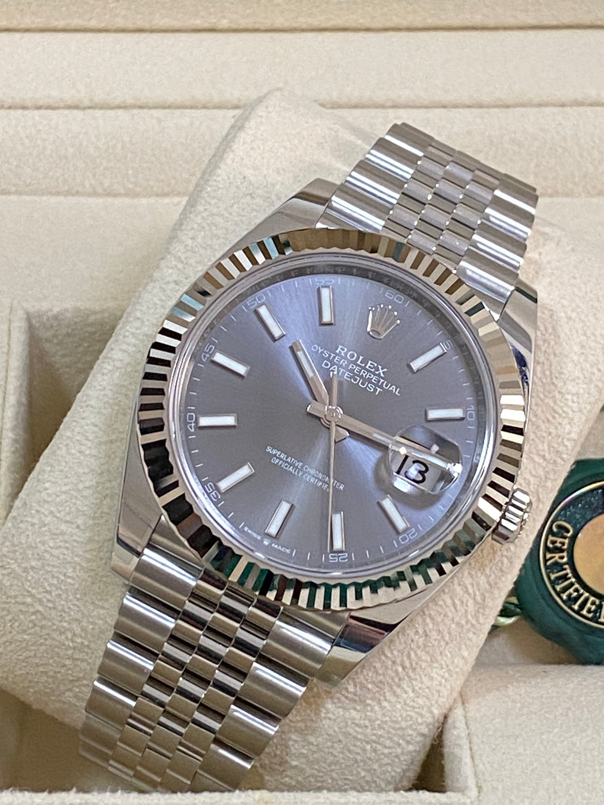 Rolex Steel and White Gold Datejust 41 - 2023 - Fluted Bezel - Rhodium Index Dial - Jubilee Bracelet - 126334