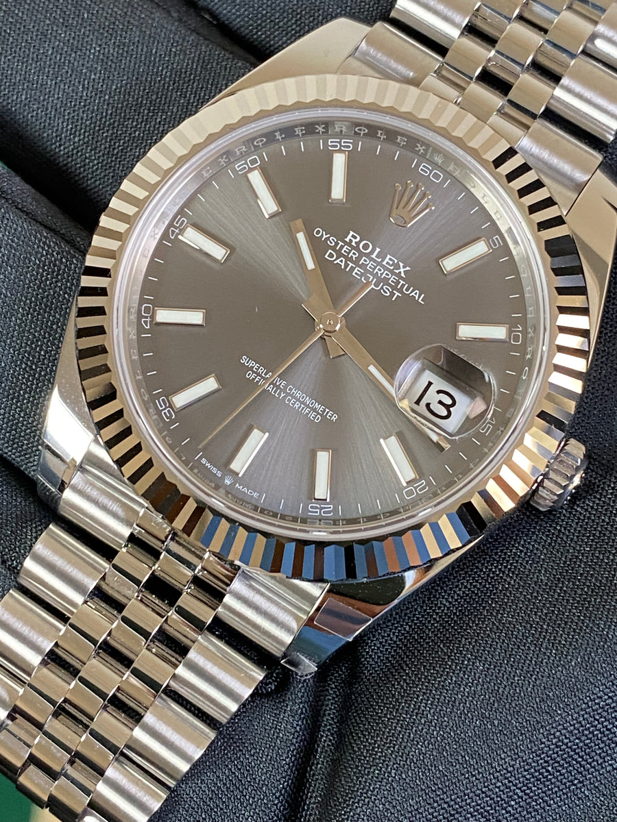 Rolex Steel and White Gold Datejust 41 - 2023 - Fluted Bezel - Rhodium Index Dial - Jubilee Bracelet - 126334