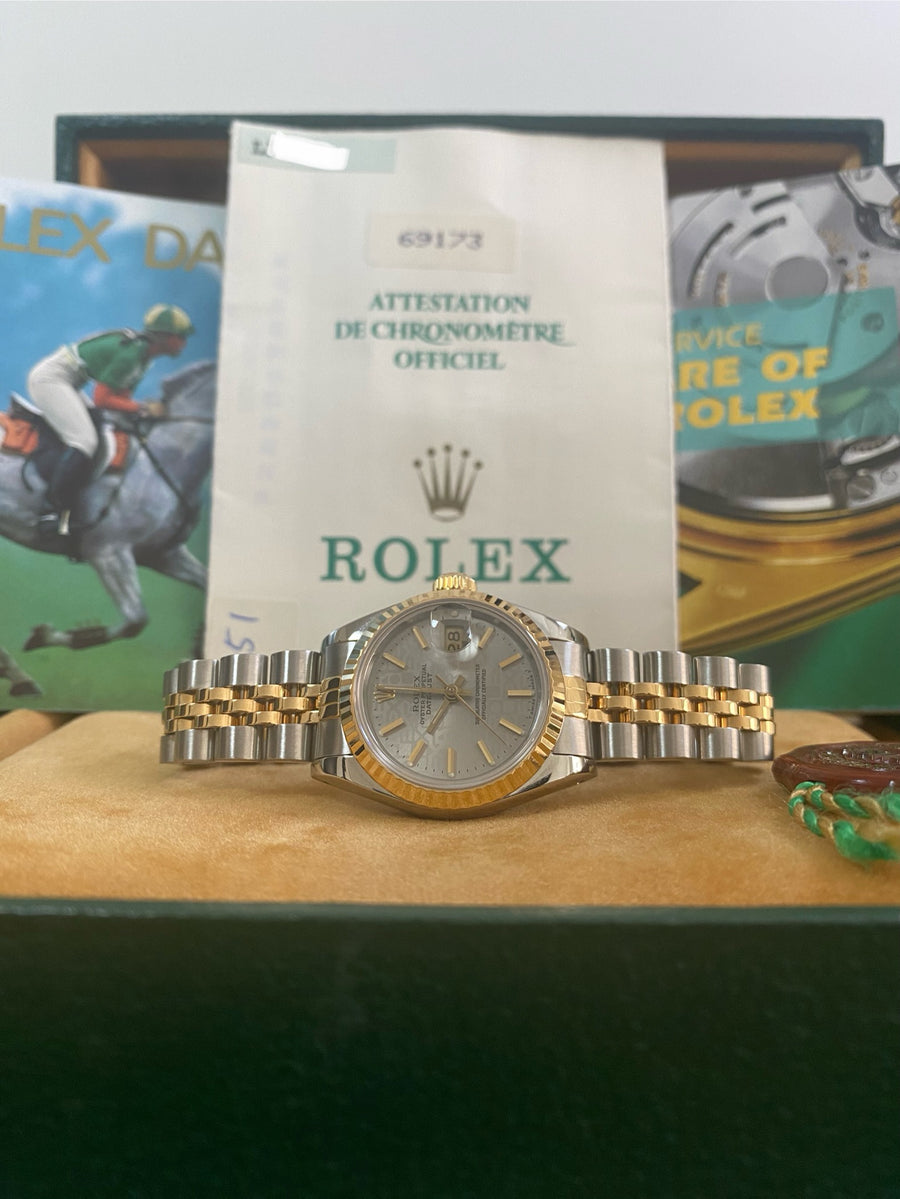 Rolex Steel and Yellow Gold Lady-Datejust - L serial - Fluted Bezel - Grey Index Dial - Jubilee Bracelet - 69173