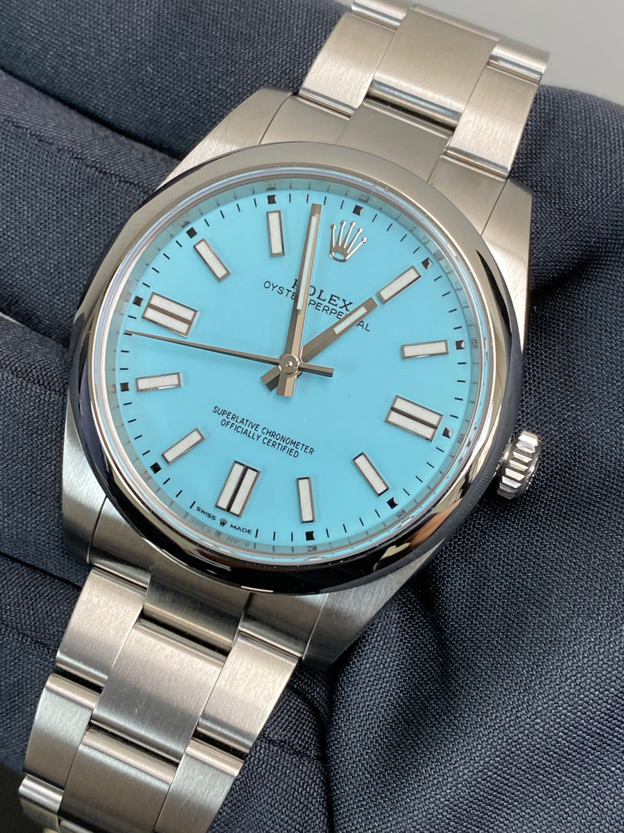 Rolex Oyster Perpetual 41 - 2020 - Domed Bezel - "Tiffany" Dial - Oyster Bracelet - 124300 *DISCONTINUED MODEL*