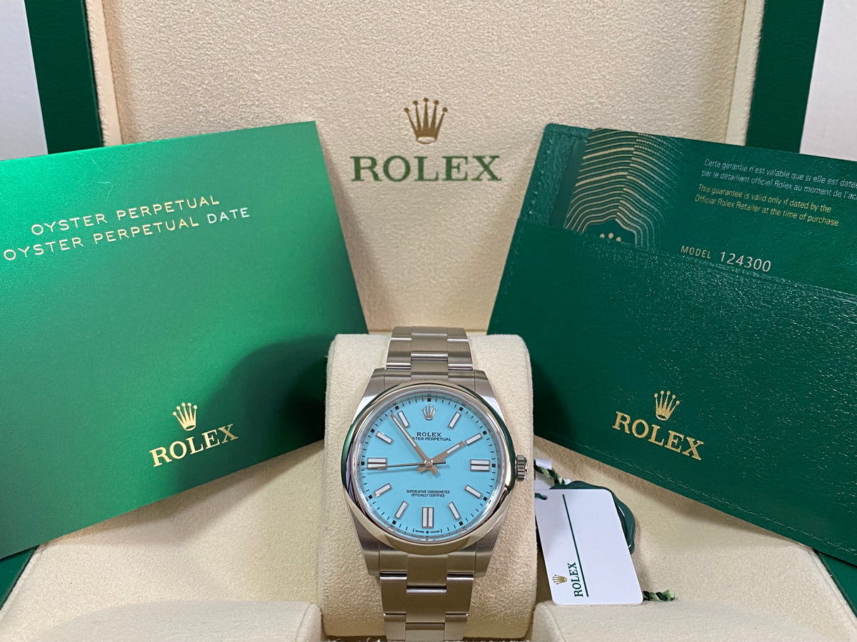 Rolex Oyster Perpetual 41 - 2020 - Domed Bezel - "Tiffany" Dial - Oyster Bracelet - 124300 *DISCONTINUED MODEL*