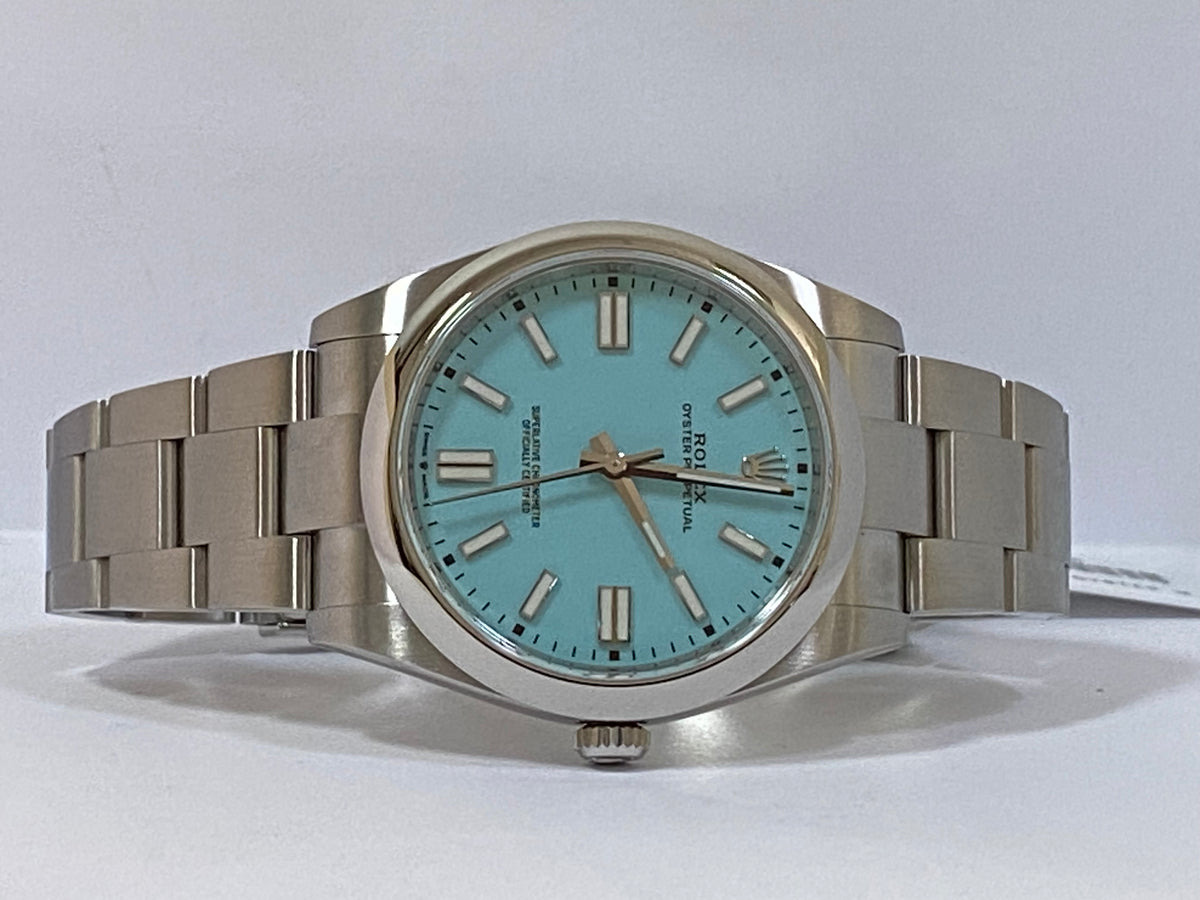 Rolex Oyster Perpetual 41 - 2020 - Domed Bezel - "Tiffany" Dial - Oyster Bracelet - 124300 *DISCONTINUED MODEL*