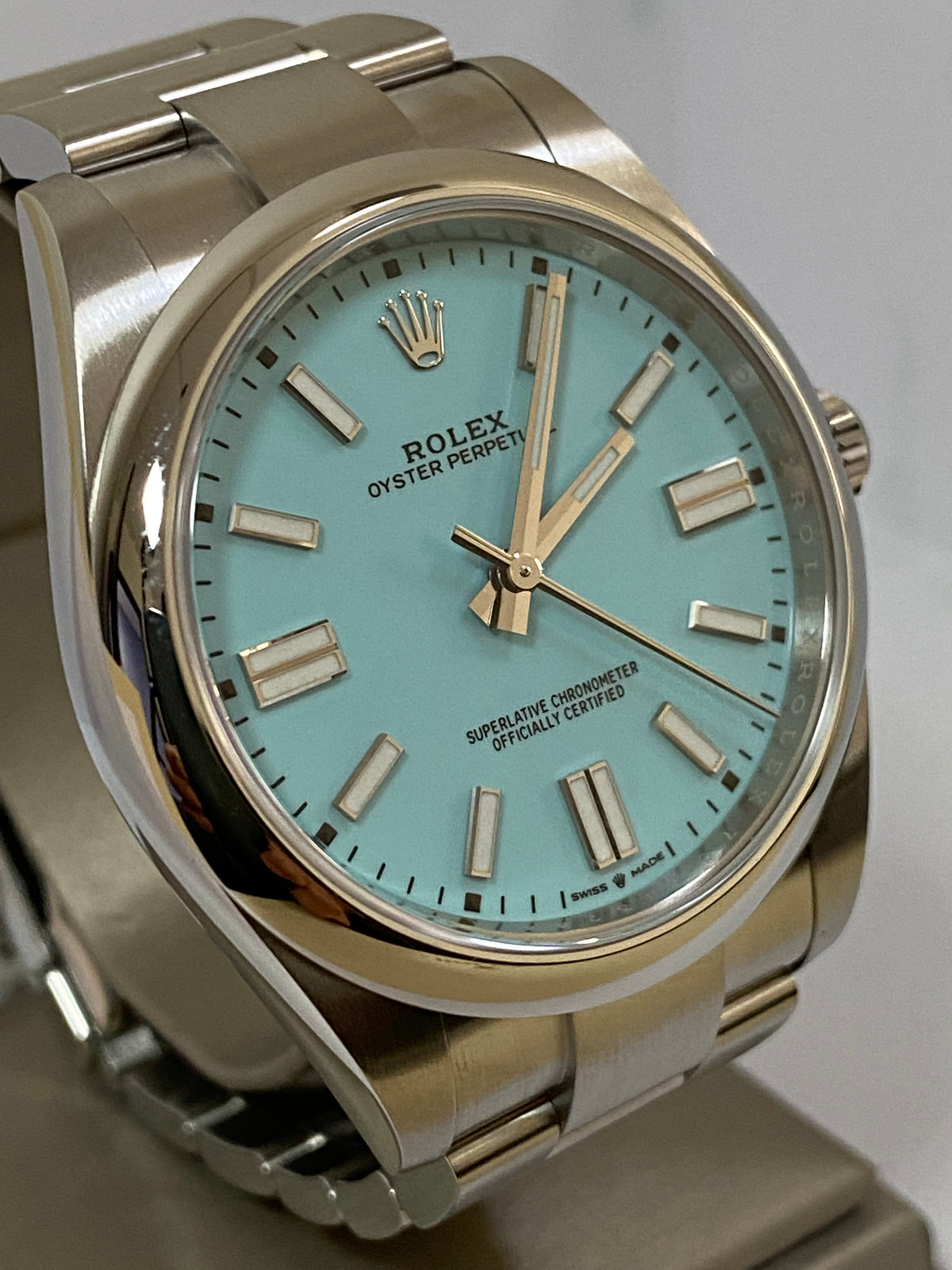 Rolex Oyster Perpetual 41 - 2020 - Domed Bezel - "Tiffany" Dial - Oyster Bracelet - 124300 *DISCONTINUED MODEL*