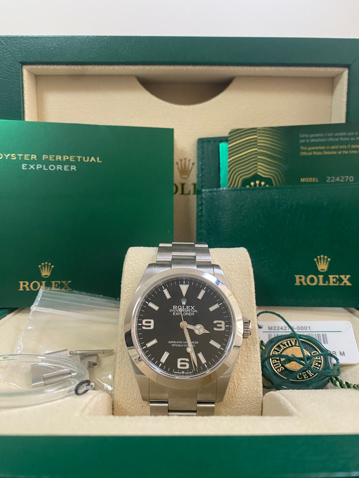 Rolex Oyster Perpetual Explorer - 2024 - Black Dial - Smooth Bezel - 224270 *FULL SET*